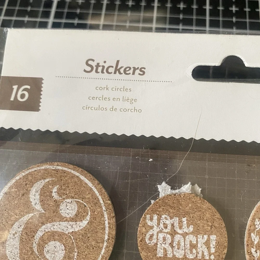 Studio Calico Embellishment Lot Cork Circle Stickers‎ And Glittered Stars Gold